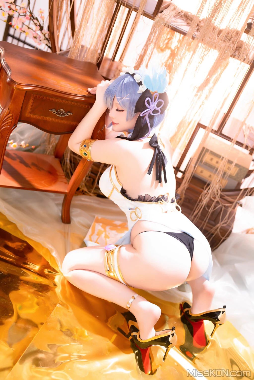 Coser@星之迟迟Hoshilily: 2024年01月计划B 蕾姆旗袍 (76 photos)