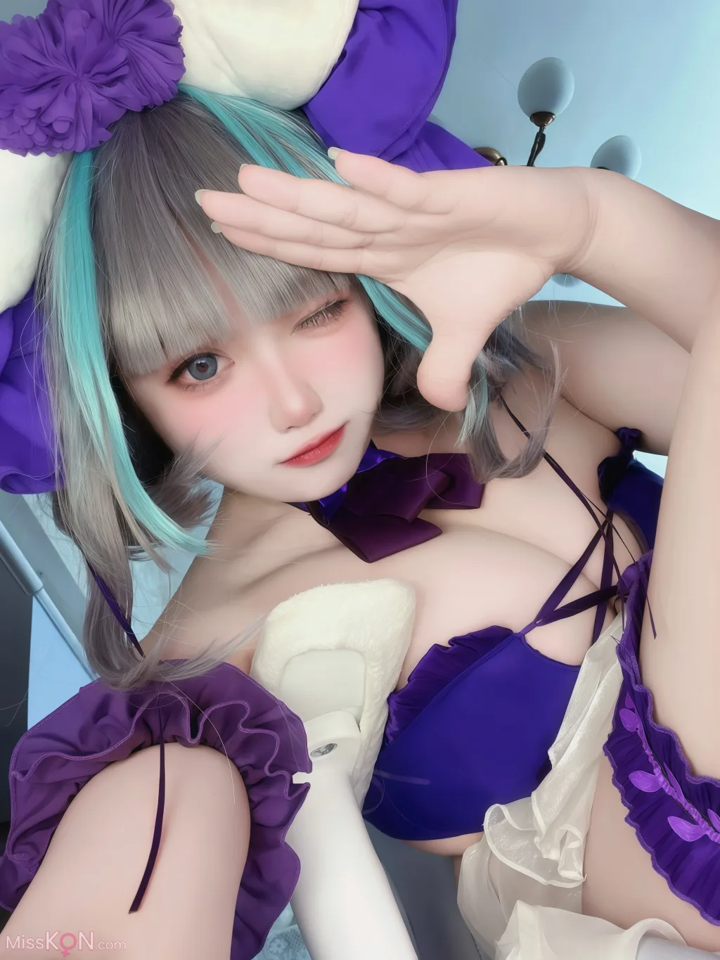 Coser@贞子蜜桃: 碧蓝航线 柴郡泳装 (60 photos )