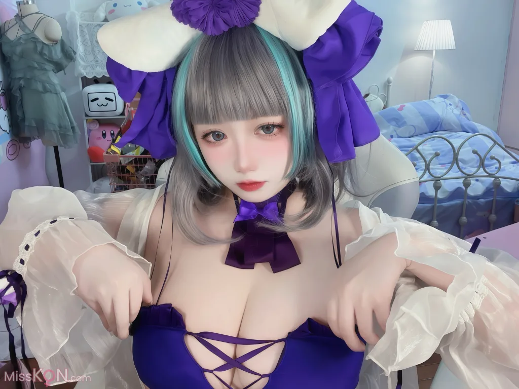 Coser@贞子蜜桃: 碧蓝航线 柴郡泳装 (60 photos )