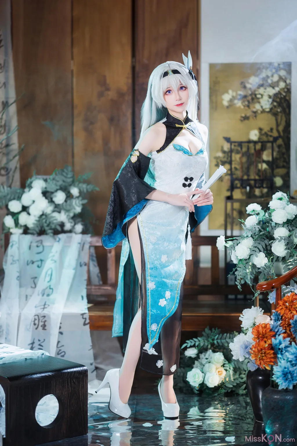 Coser@Tomoyo酱: 星穹铁道 流萤旗袍 (24 photos)