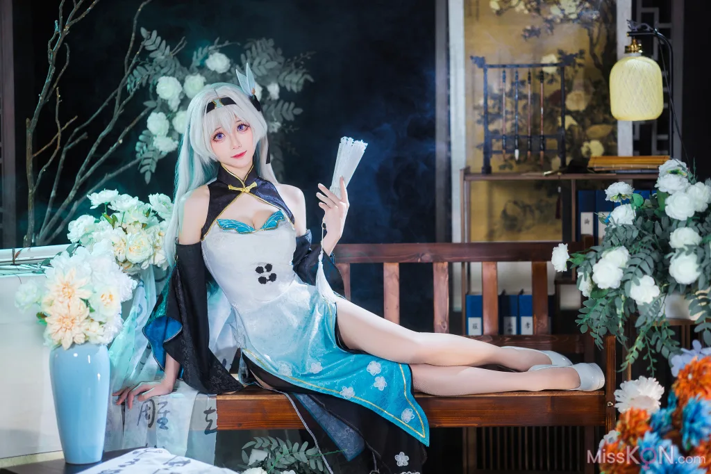 Coser@Tomoyo酱: 星穹铁道 流萤旗袍 (24 photos)