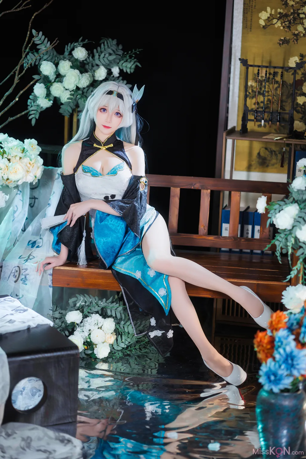 Coser@Tomoyo酱: 星穹铁道 流萤旗袍 (24 photos)