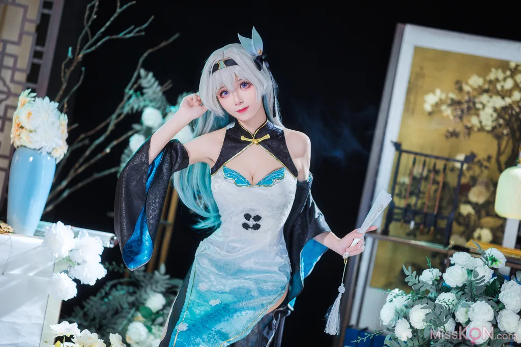 Coser@Tomoyo酱: 星穹铁道 流萤旗袍 (24 photos)