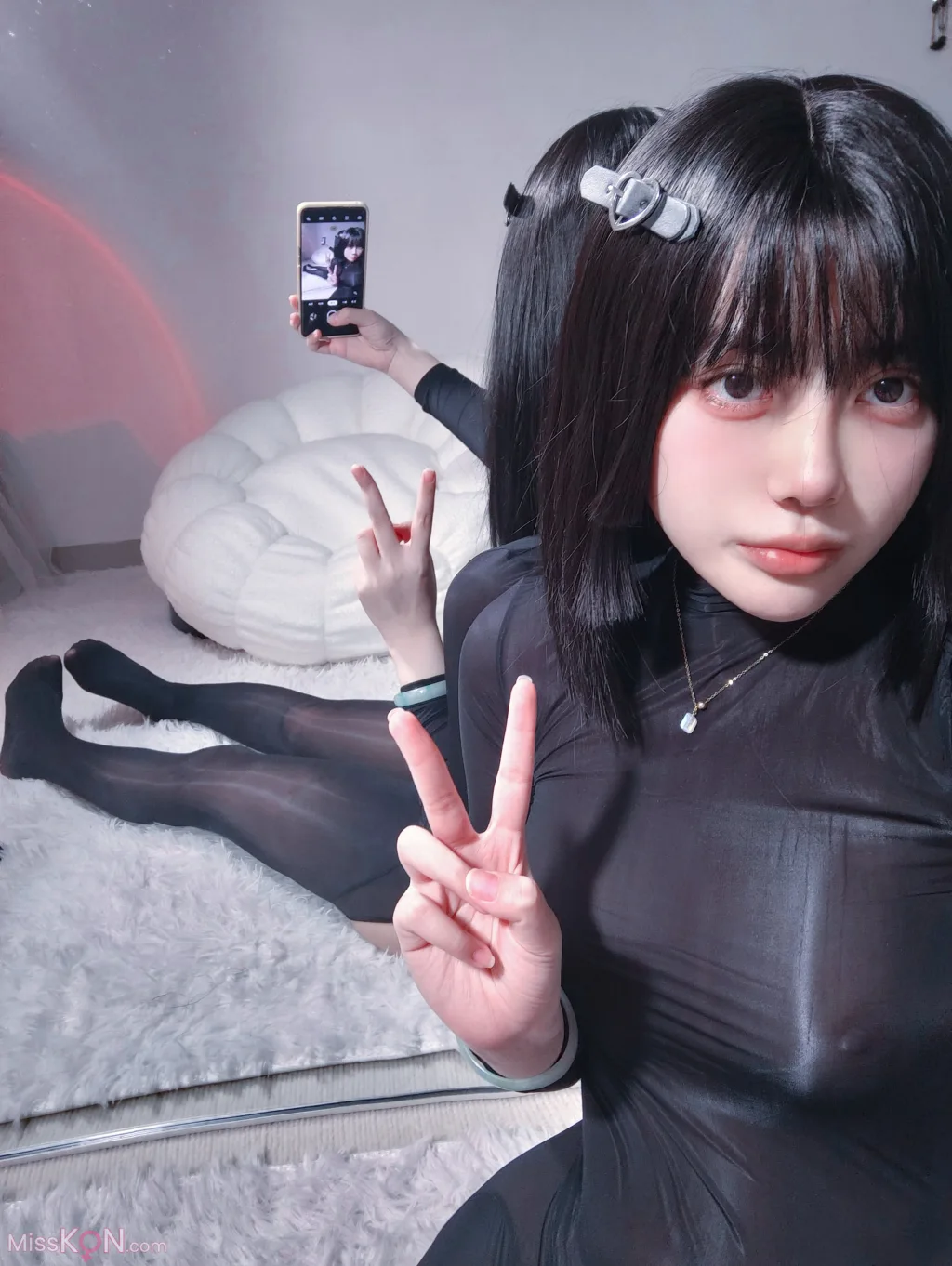 Coser@高桥千凛: 油光连体黑丝 (54 photos + 5 videos)